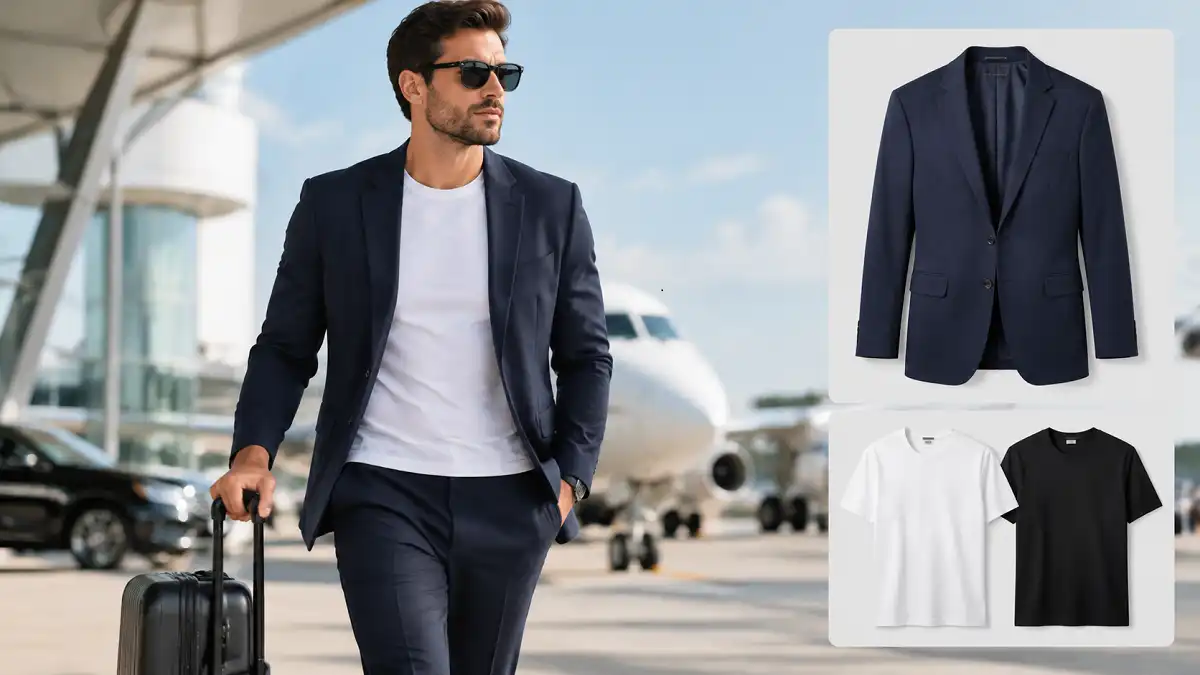 Men's Buki Travel Blazer + T-Shirt 2-Pack L Stylish Travel Outfit